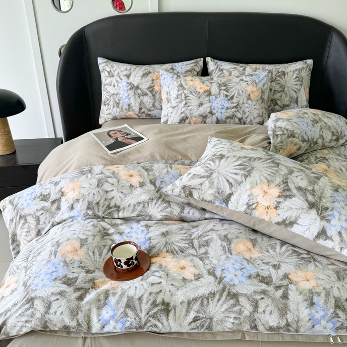 91家纺网 家纺一手货源 找家纺 千朵 2024新款轻奢全棉磨毛四件套 上春山