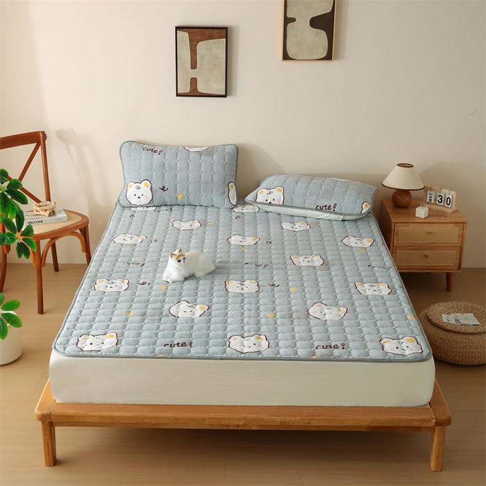 91家纺网 家纺一手货源 找家纺 凌云家纺 2025新款A类牛奶绒床垫软垫学生宿舍单人床褥可机洗 眯眯熊