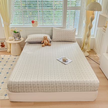 柠馨 2024新款简约全棉时尚印花床笠 空白格