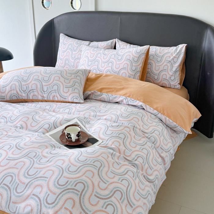 91家纺网 家纺一手货源 找家纺 千朵 2024新款轻奢全棉磨毛四件套 莫菲