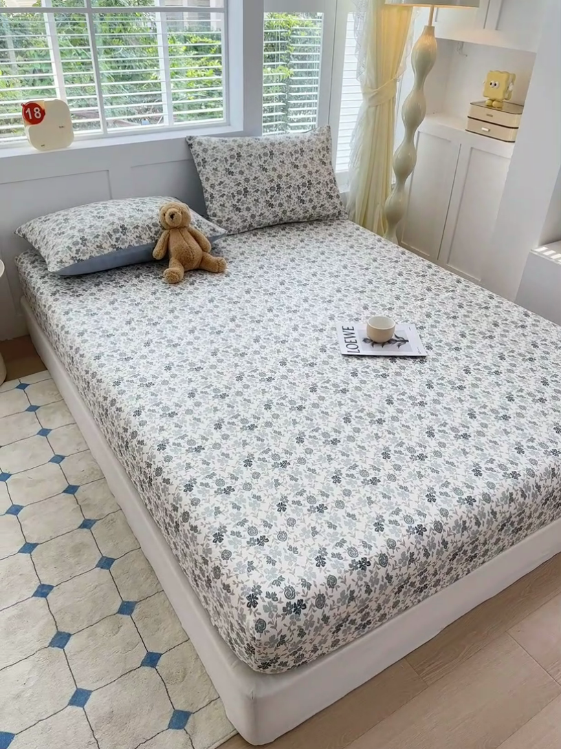 91家纺网 家纺一手货源 找家纺 柠馨 2024新款简约全棉时尚印花床笠 星雅