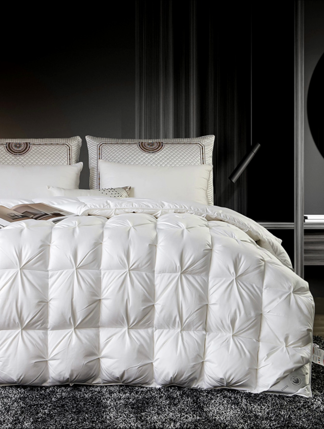 91家纺网 家纺一手货源 找家纺 兰言诺羽绒被 2025新款雅韵-全棉柔赛丝纽花羽绒被 白色