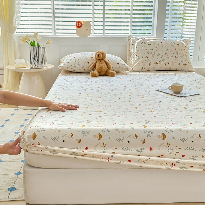 91家纺网 家纺一手货源 找家纺 柠馨 2024新款简约全棉时尚印花床笠 阳光森林