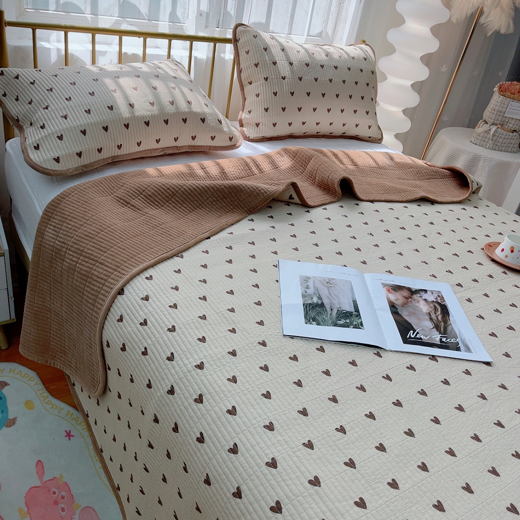 91家纺网 家纺一手货源 找家纺 2024新款棉加绒双面两用四季款床盖三件套细薇