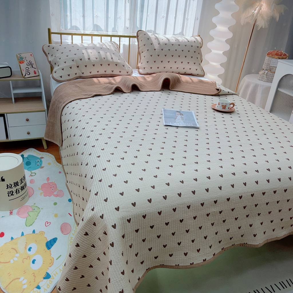 91家纺网 家纺一手货源 找家纺 2024新款棉加绒双面两用四季款床盖三件套细薇