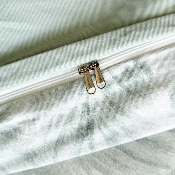 91家纺网 家纺一手货源 找家纺 千朵 2024新款全棉磨毛小清新印花四件套 羽裳绿