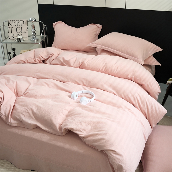 91家纺网 家纺一手货源 找家纺 三沁家居 2025新款格子色织全棉水洗棉四件套直播爆款量大价优 千鸟格玉