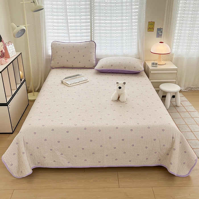 91家纺网 家纺一手货源 找家纺 沐纯家居 2025新款婴儿绒纯棉水洗床盖 梦幻爱心-紫