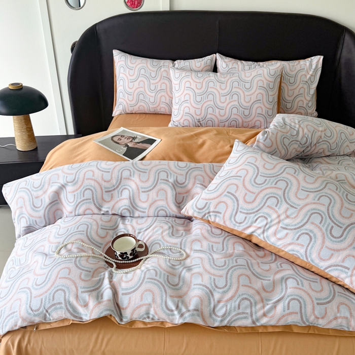 91家纺网 家纺一手货源 找家纺 千朵 2024新款轻奢全棉磨毛四件套 莫菲