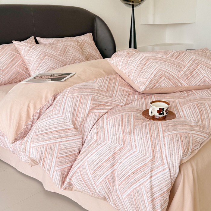 91家纺网 家纺一手货源 找家纺 千朵 2024新款轻奢全棉磨毛四件套 艾文咖