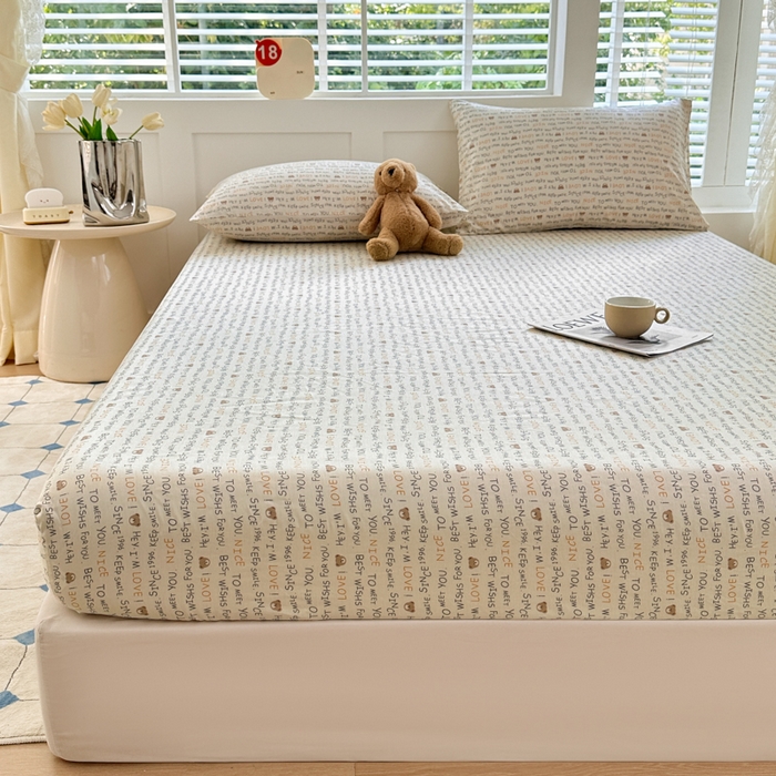 91家纺网 家纺一手货源 找家纺 柠馨 2024新款简约全棉时尚印花床笠 薇薇熊