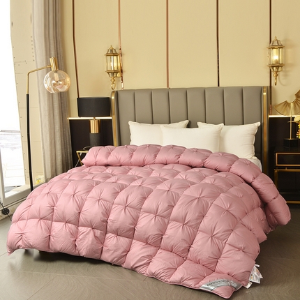 兰言诺羽绒被 2025新款雅韵-全棉柔赛丝纽花羽绒被 豆沙