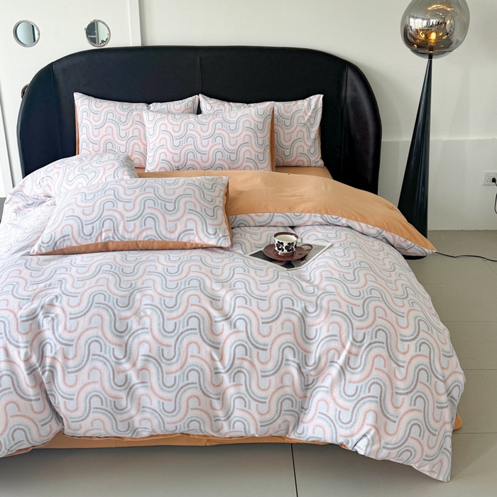 91家纺网 家纺一手货源 找家纺 千朵 2024新款轻奢全棉磨毛四件套 莫菲