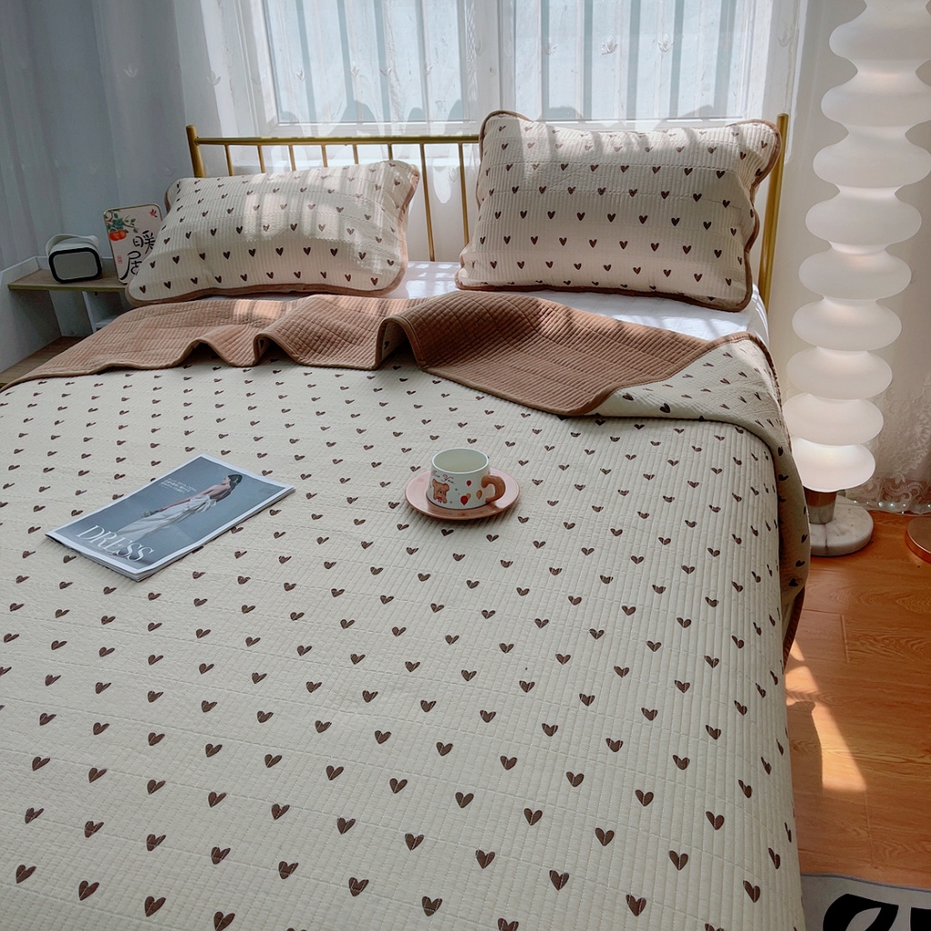 91家纺网 家纺一手货源 找家纺 2024新款棉加绒双面两用四季款床盖三件套细薇