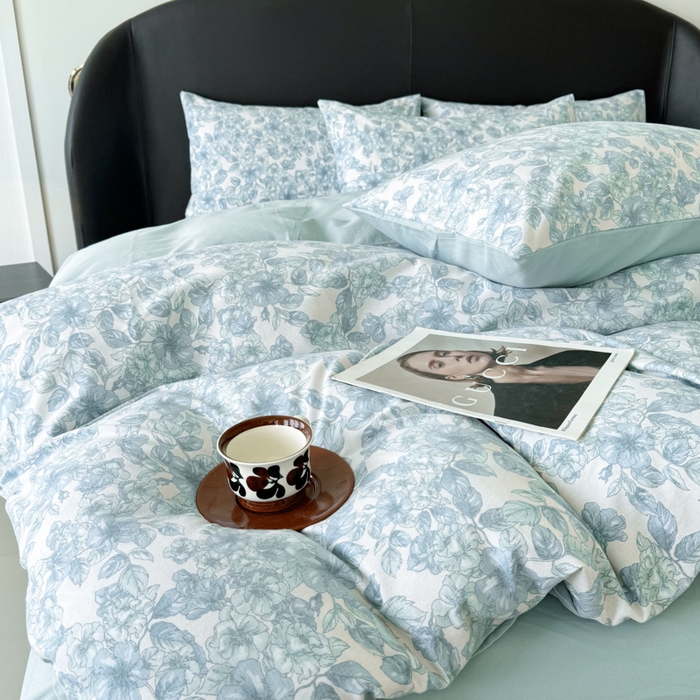 91家纺网 家纺一手货源 找家纺 千朵 2024新款轻奢全棉磨毛四件套 芊芊之恋