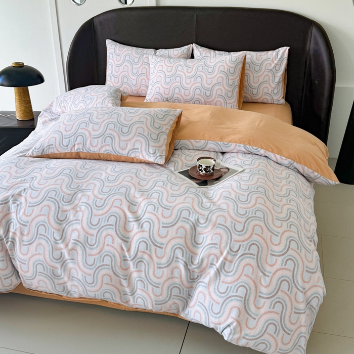 91家纺网 家纺一手货源 找家纺 千朵 2024新款轻奢全棉磨毛四件套 莫菲