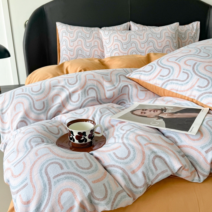 91家纺网 家纺一手货源 找家纺 千朵 2024新款轻奢全棉磨毛四件套 莫菲