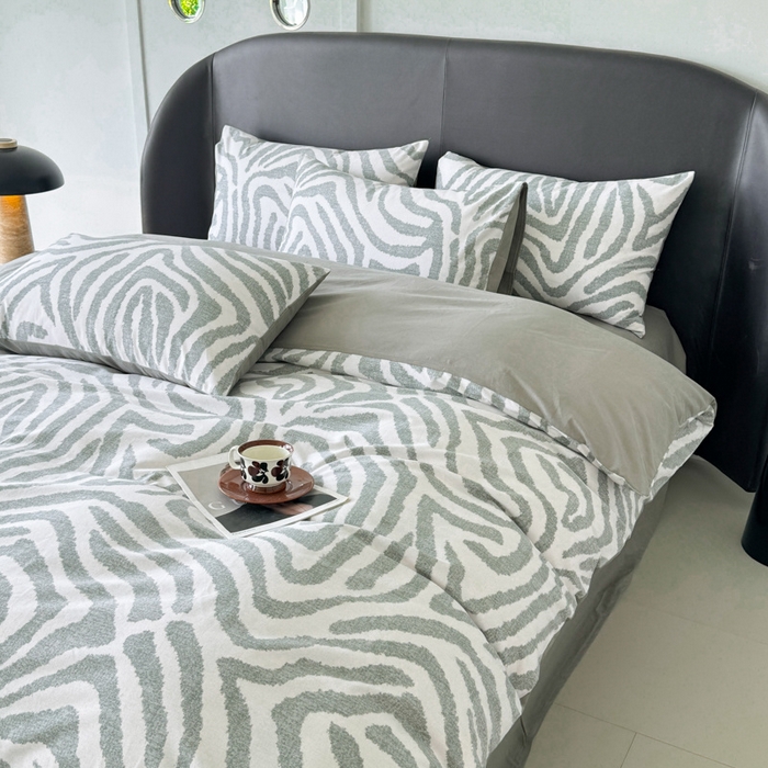 91家纺网 家纺一手货源 找家纺 千朵 2024新款轻奢全棉磨毛四件套 马德里绿