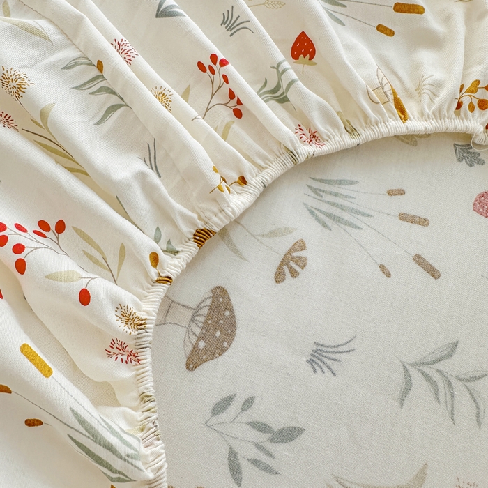 91家纺网 家纺一手货源 找家纺 柠馨 2024新款简约全棉时尚印花床笠 阳光森林