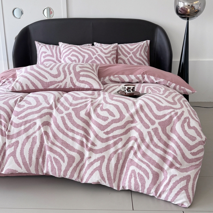 91家纺网 家纺一手货源 找家纺 千朵 2024新款轻奢全棉磨毛四件套 马德里红