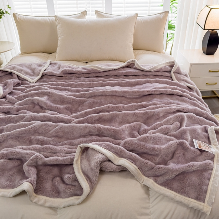 91家纺网 家纺一手货源 找家纺 卡琪曼 2024新款泡泡绒多功能毛毯 香芋紫