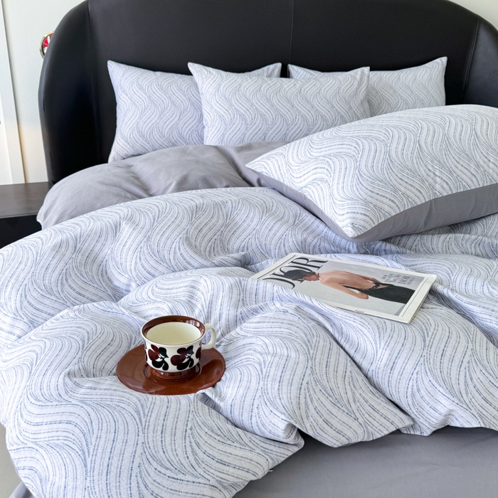 91家纺网 家纺一手货源 找家纺 千朵 2024新款轻奢全棉磨毛四件套 塞纳河畔