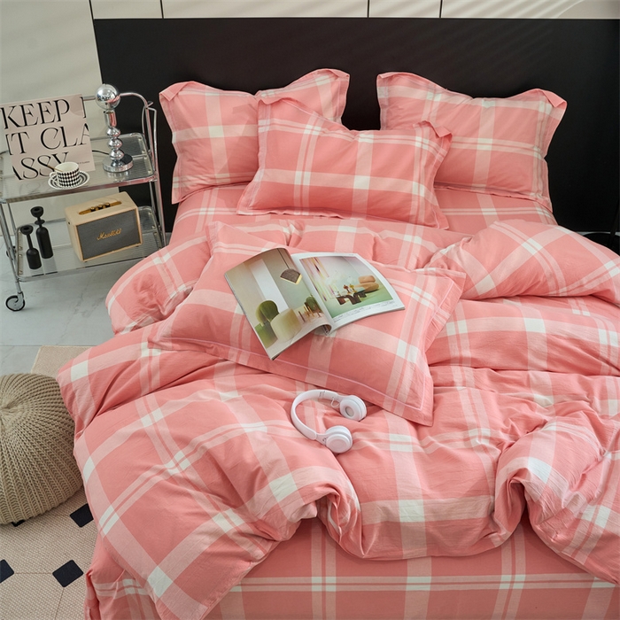 91家纺网 家纺一手货源 找家纺 三沁家居 2025新款格子色织全棉水洗棉四件套直播爆款量大价优 多伦多