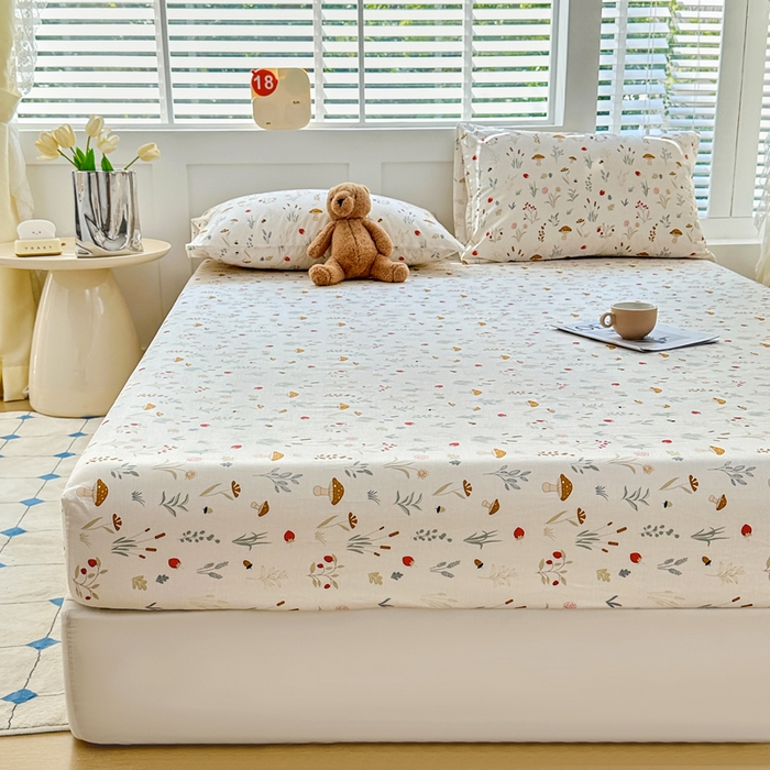 91家纺网 家纺一手货源 找家纺 柠馨 2024新款简约全棉时尚印花床笠 阳光森林