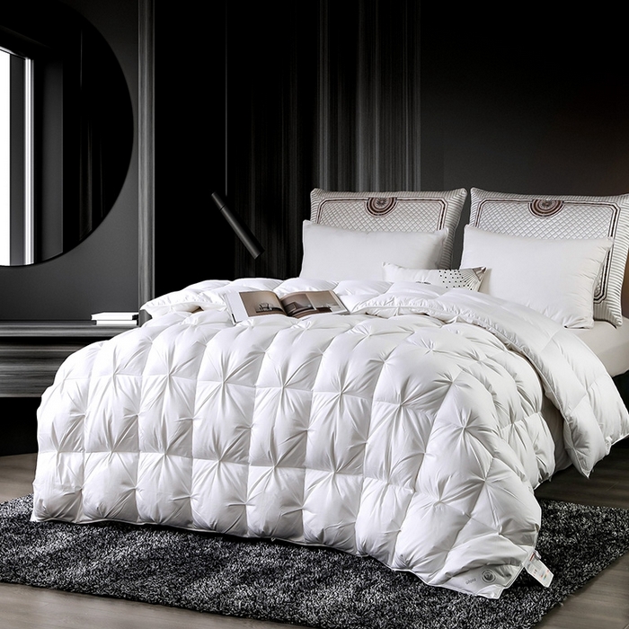 91家纺网 家纺一手货源 找家纺 兰言诺羽绒被 2025新款雅韵-全棉柔赛丝纽花羽绒被 白色