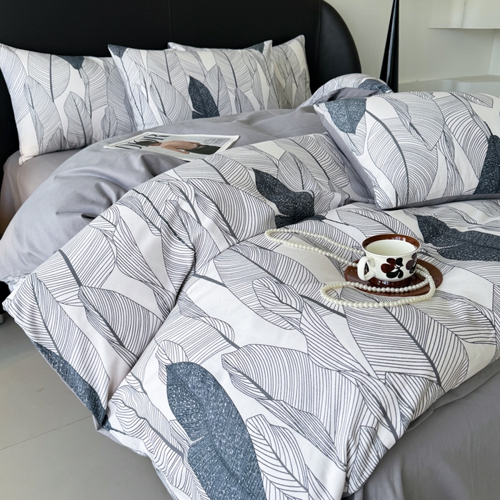 91家纺网 家纺一手货源 找家纺 千朵 2024新款轻奢全棉磨毛四件套 叶莉娅