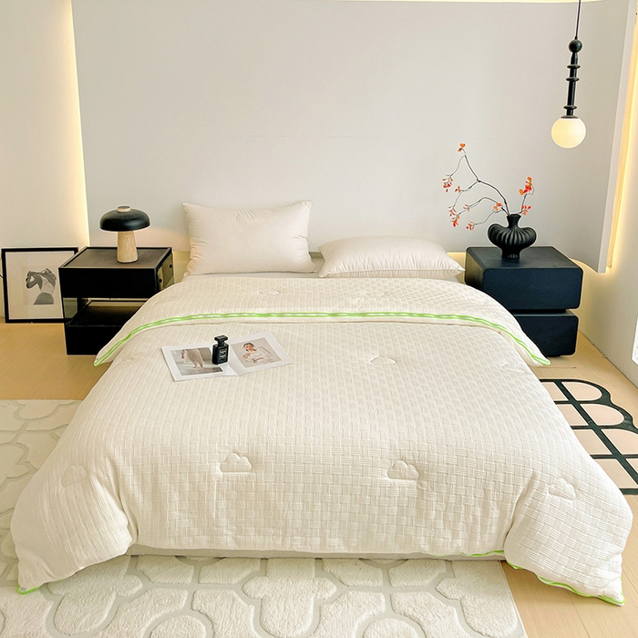 91家纺网 家纺一手货源 找家纺 亚龙工厂店 2024新款双胎子母被 云朵白