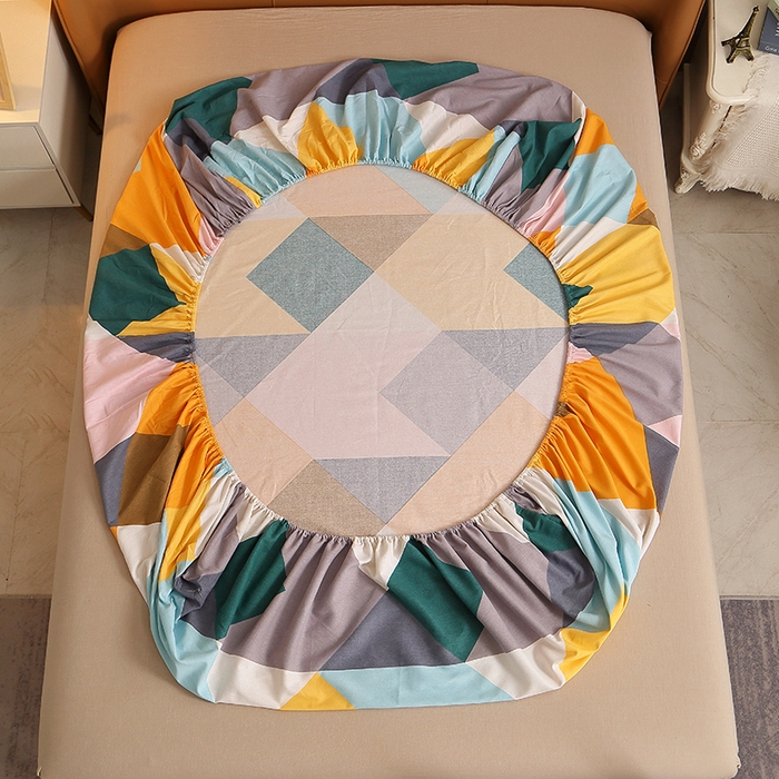 91家纺网 家纺一手货源 找家纺 贝兰仙奴 2024新款利兹系列磨毛多规格单床笠 魔幻彩格