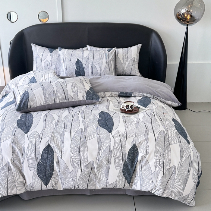 91家纺网 家纺一手货源 找家纺 千朵 2024新款轻奢全棉磨毛四件套 叶莉娅