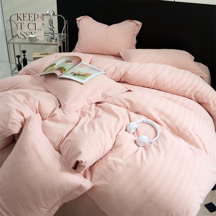 91家纺网 家纺一手货源 找家纺 三沁家居 2025新款格子色织全棉水洗棉四件套直播爆款量大价优 千鸟格玉