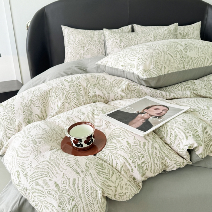 91家纺网 家纺一手货源 找家纺 千朵 2024新款轻奢全棉磨毛四件套 偶遇绿