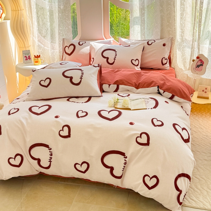 91家纺网 家纺一手货源 找家纺 千朵 2024新款全棉磨毛小清新印花四件套 一见倾心