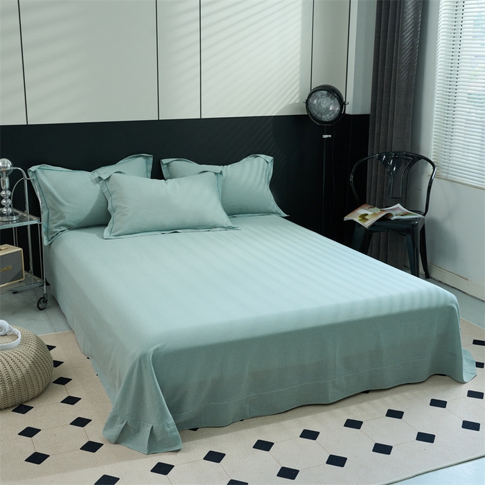 91家纺网 家纺一手货源 找家纺 三沁家居 2025新款格子色织全棉水洗棉四件套直播爆款量大价优 千鸟格绿