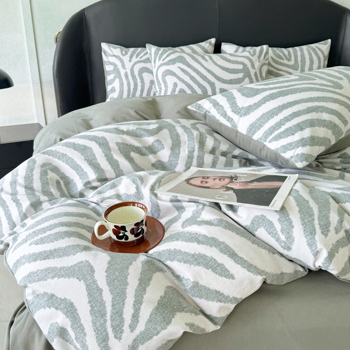 91家纺网 家纺一手货源 找家纺 千朵 2024新款轻奢全棉磨毛四件套 马德里绿