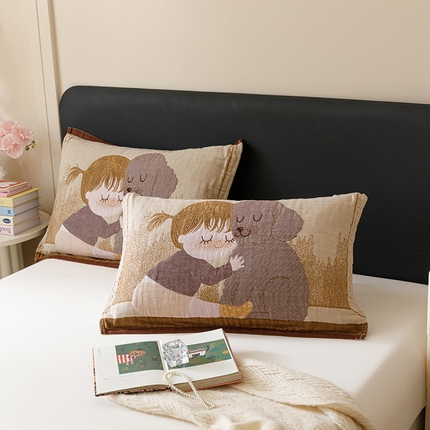 91家纺网 家纺一手货源 找家纺 （总）麻依 2024新款纯棉纱布枕巾一对装全棉四层纱布54*78cm/对