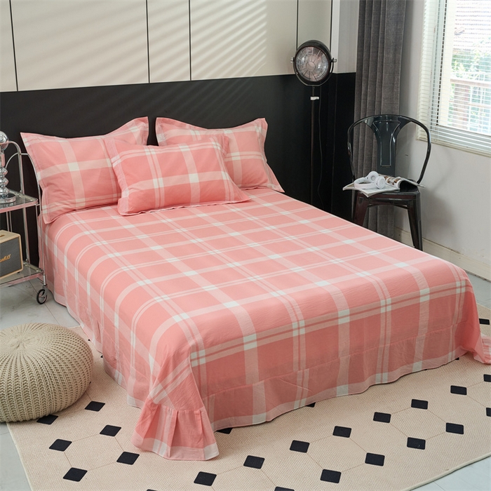 91家纺网 家纺一手货源 找家纺 三沁家居 2025新款格子色织全棉水洗棉四件套直播爆款量大价优 多伦多