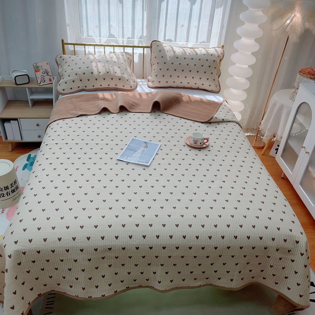 91家纺网 家纺一手货源 找家纺 2024新款棉加绒双面两用四季款床盖三件套细薇