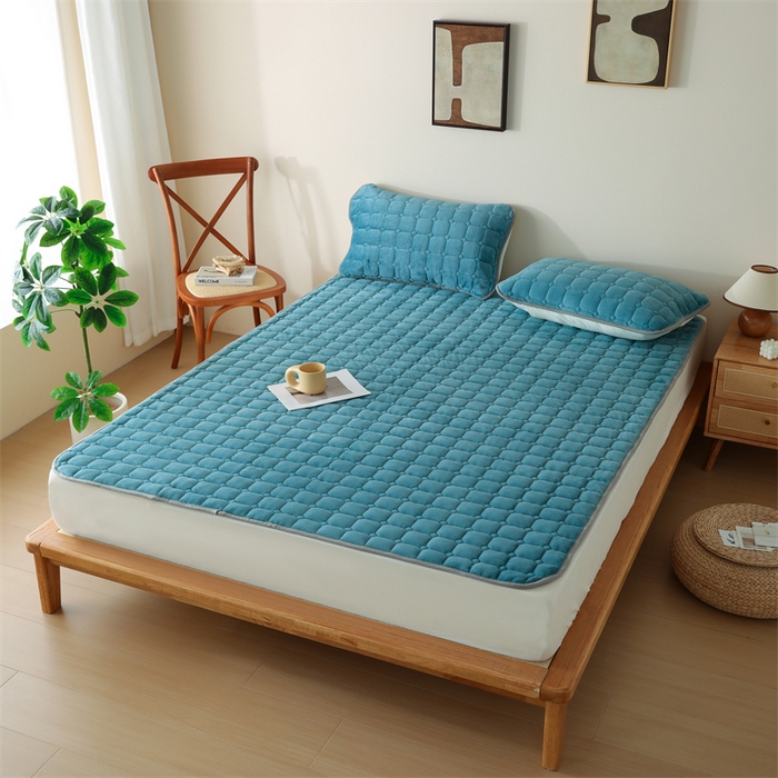 91家纺网 家纺一手货源 找家纺 凌云家纺 2025新款A类牛奶绒床垫软垫学生宿舍单人床褥可机洗 青于蓝