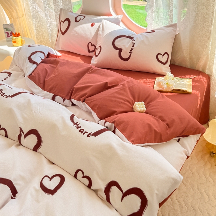 91家纺网 家纺一手货源 找家纺 千朵 2024新款全棉磨毛小清新印花四件套 一见倾心