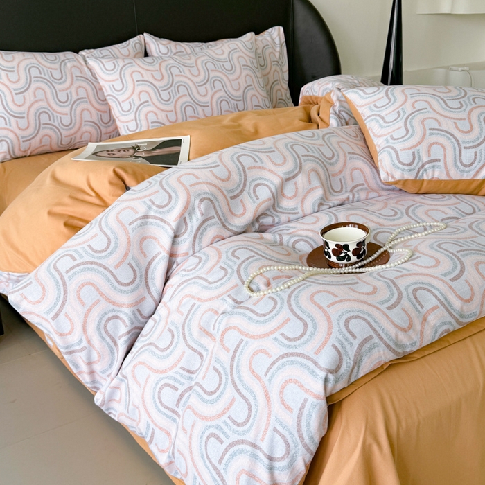 91家纺网 家纺一手货源 找家纺 千朵 2024新款轻奢全棉磨毛四件套 莫菲