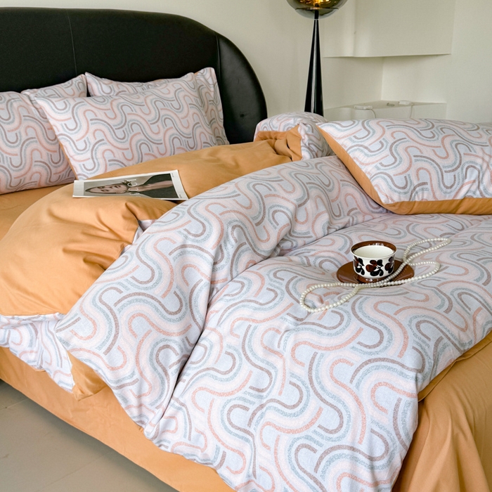 91家纺网 家纺一手货源 找家纺 千朵 2024新款轻奢全棉磨毛四件套 莫菲