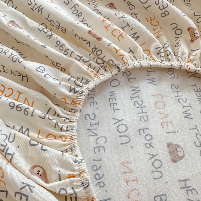 91家纺网 家纺一手货源 找家纺 柠馨 2024新款简约全棉时尚印花床笠 薇薇熊