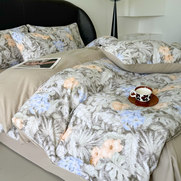 91家纺网 家纺一手货源 找家纺 千朵 2024新款轻奢全棉磨毛四件套 上春山