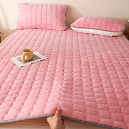 91家纺网 家纺一手货源 找家纺 凌云家纺 2025新款A类牛奶绒床垫软垫学生宿舍单人床褥可机洗 桃花粉