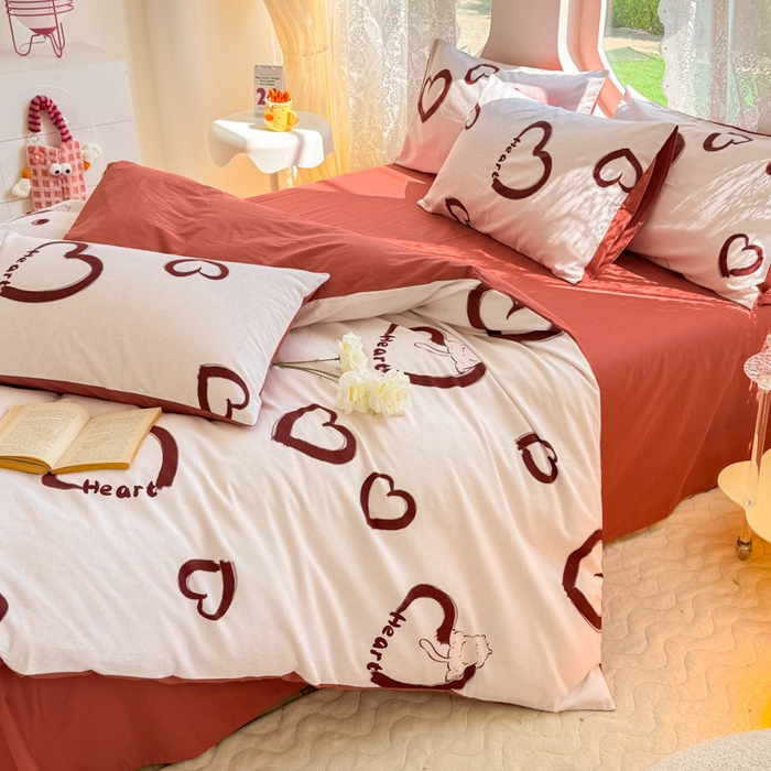 91家纺网 家纺一手货源 找家纺 千朵 2024新款全棉磨毛小清新印花四件套 一见倾心