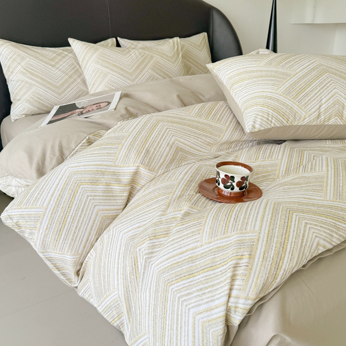 91家纺网 家纺一手货源 找家纺 千朵 2024新款轻奢全棉磨毛四件套 艾文绿